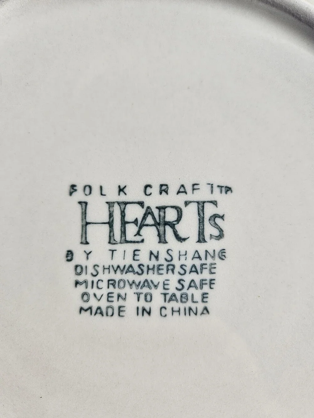 Tienshan Folk Craft HEART Stoneware Green Sponge Border Dinner Plate Set of 3